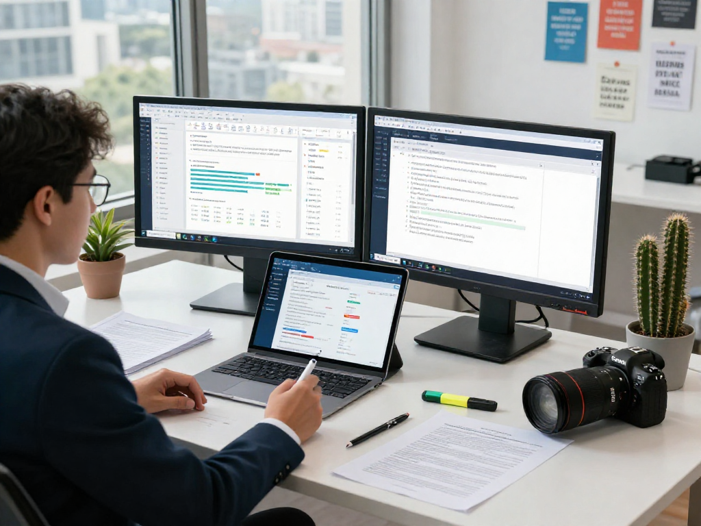Document fraud detection analysis with advanced forensic technology in a modern workspace, emphasizing AI-powered document verification.
