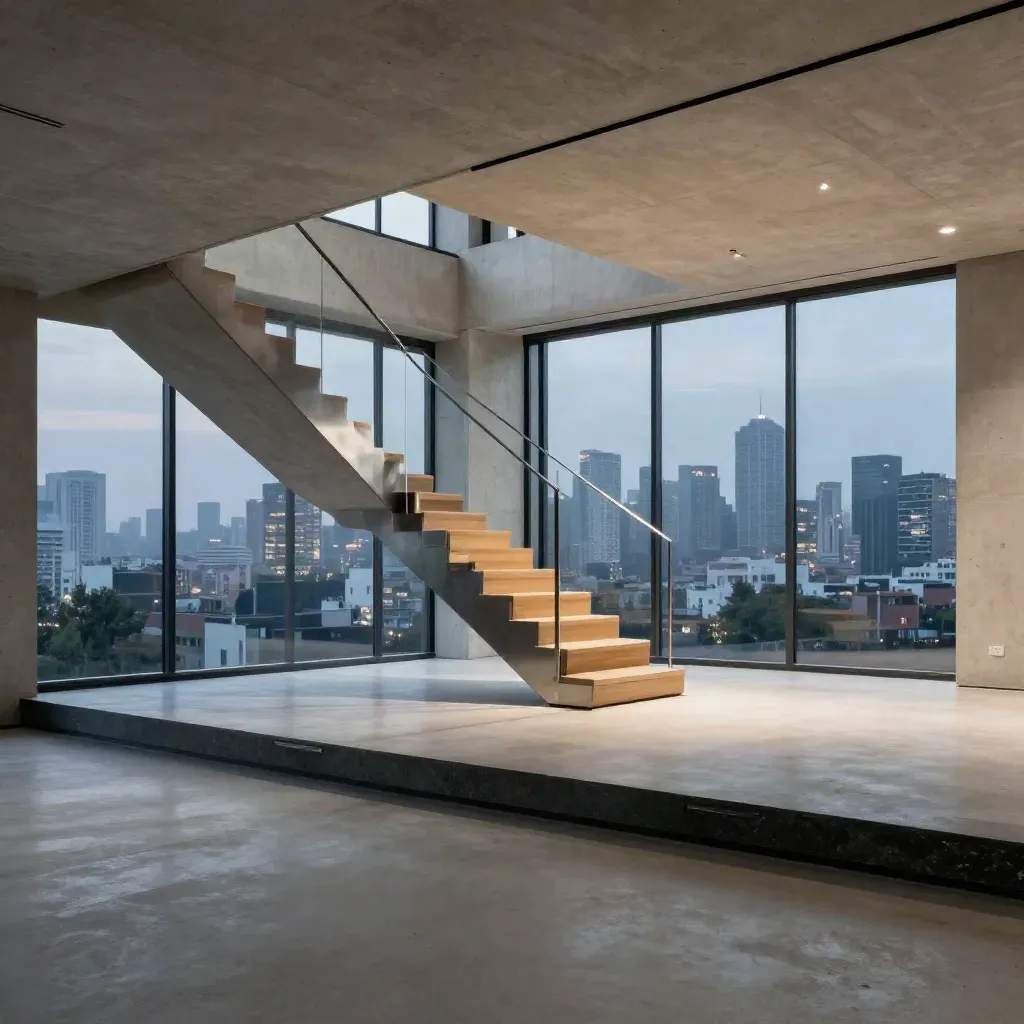 Loft a doppia altezza con vetrate su Porta Nuova illuminate al tramonto.
