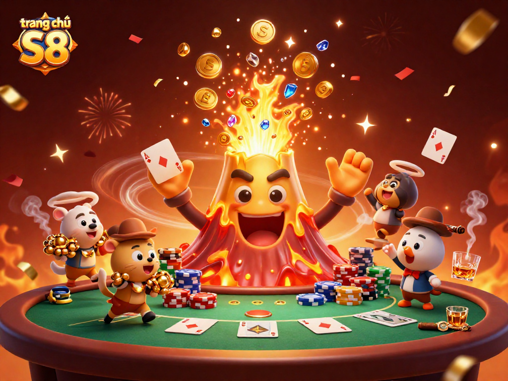 Experience excitement at trang chủ S8 with a vibrant illustration showcasing thrilling casino action.
