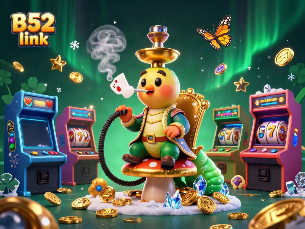 Engage in the vibrant world of gaming at B52 link, featuring a whimsical caterpillar master and jackpot charms.