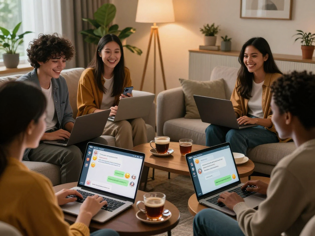 AI dirty chat session capturing diverse participants in a lively digital conversation