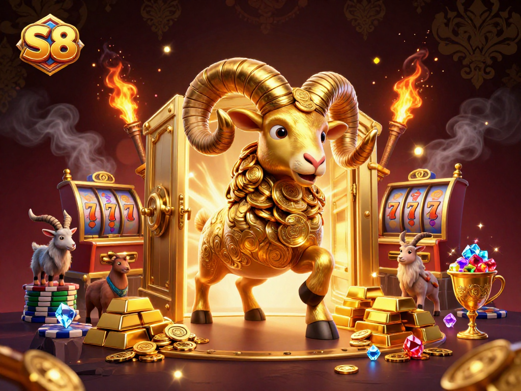 Experience thrilling gameplay at S8 with golden treasures and dynamic slot elements.