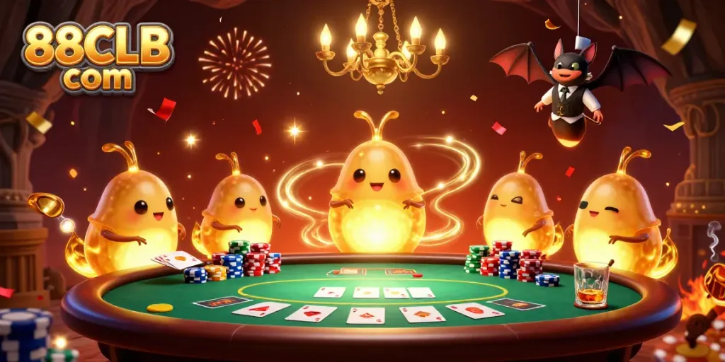 Experience thrilling gameplay at 88CLB com in an enchanting bioluminescent casino scene.